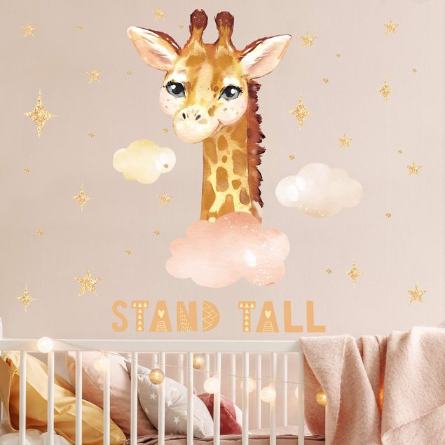 Decoración habitacion bebé Watercolor Giraffe - Stand Tall