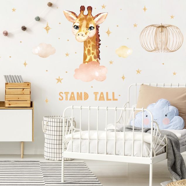 Vinilos pared frases motivadoras Watercolor Giraffe - Stand Tall
