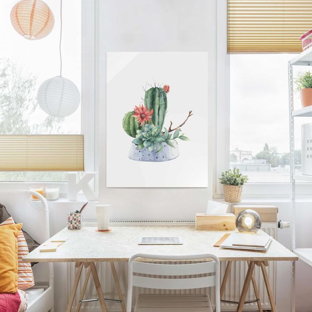 Cuadros plantas Watercolour Cacti Illustration