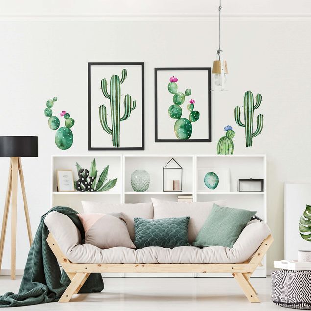 Vinilos pared Watercolor cactus set