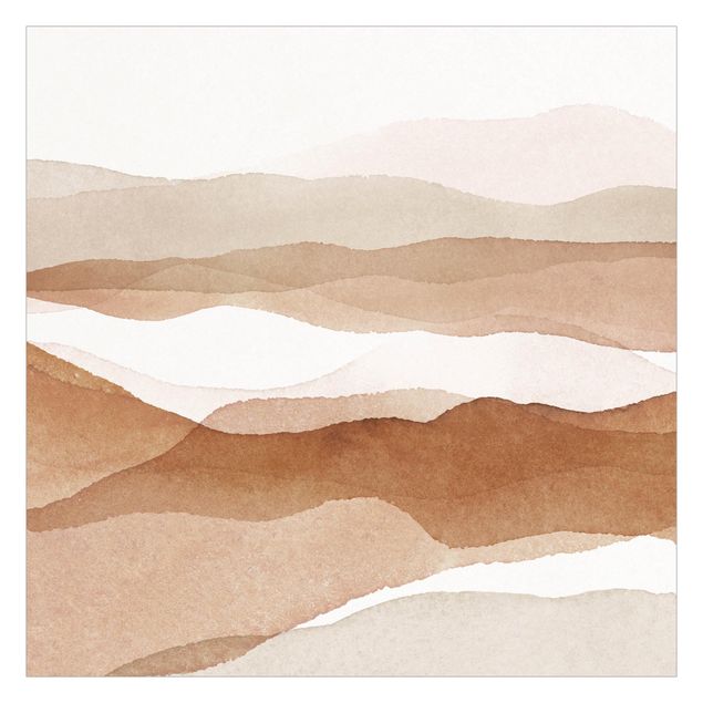 Papel pintado marrón Landscape In Watercolour Sandy Hills
