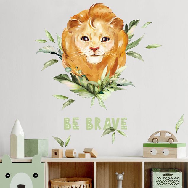 Vinilos de pared leones Watercolor Lion - Be Brave