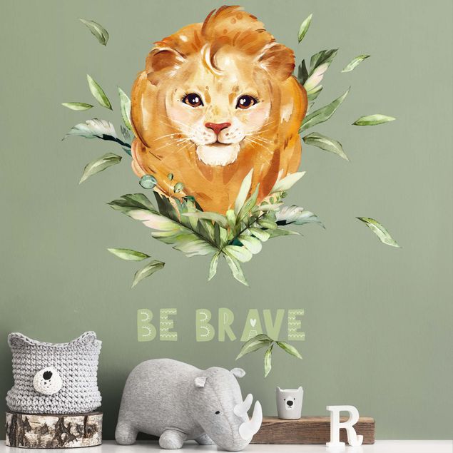 Decoración habitacion bebé Watercolor Lion - Be Brave