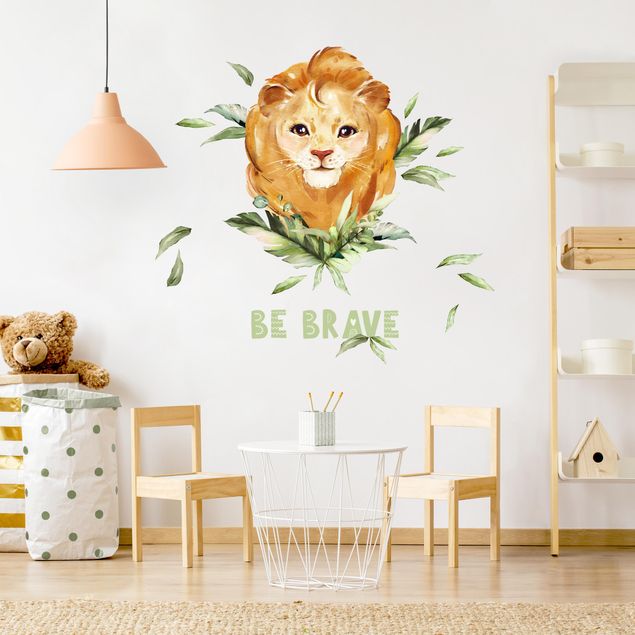 Vinilos pared frases motivadoras Watercolor Lion - Be Brave