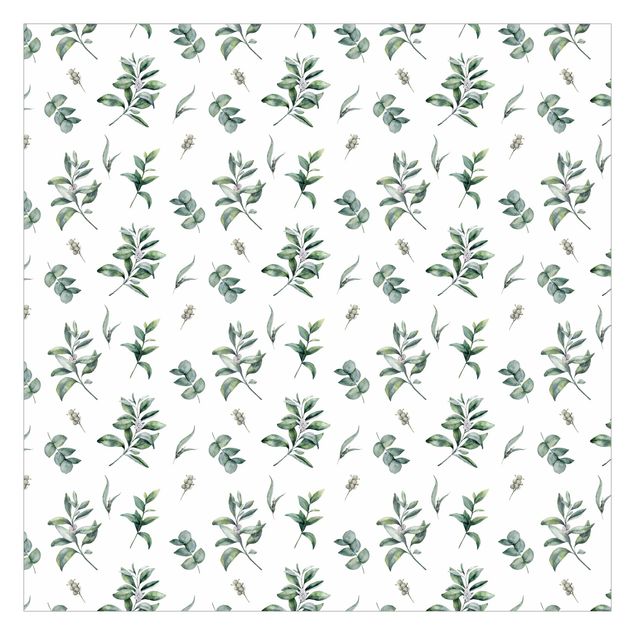 Papeles pintados Watercolor Pattern Branches And Leaves