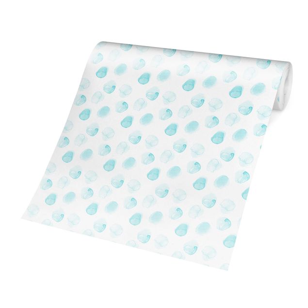 Papel pared turquesa Watercolour Dots Turquoise