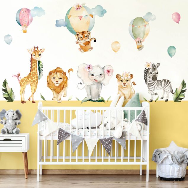 Vinilos de pared leones Watercolour Safari Balloon Animal Set