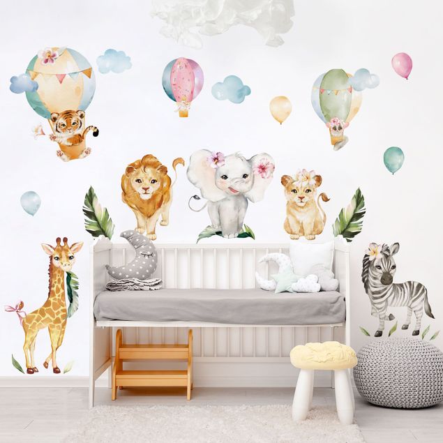Vinilos de pared jirafas Watercolour Safari Balloon Animal Set