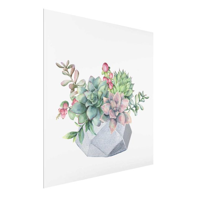 Cuadros de flores Watercolour Succulents Illustration