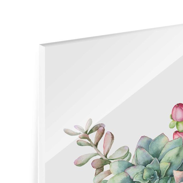 Tableros magnéticos de vidrio Watercolour Succulents Illustration