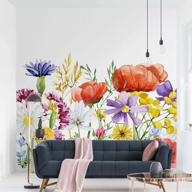 Papel pintado moderno Watercolour Flowers