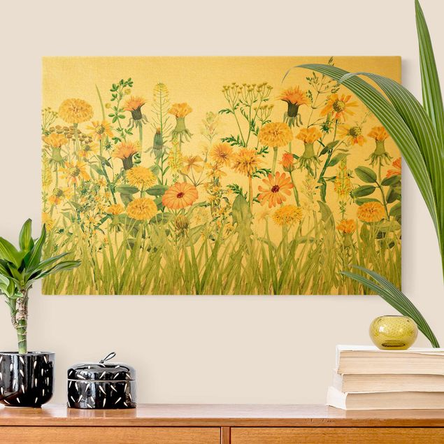 Cuadros de flores modernos Watercolour Flower Meadow In Yellow