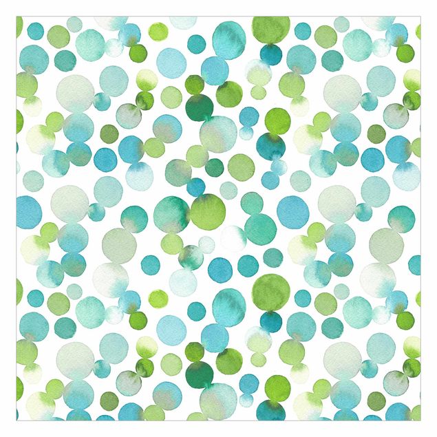 Papel pintado Watercolour Dots Confetti In Bluish Green
