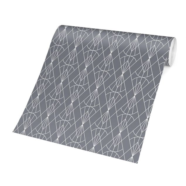 Papel pared vintage Art Deco Diamond Pattern In Front Of Gray XXL