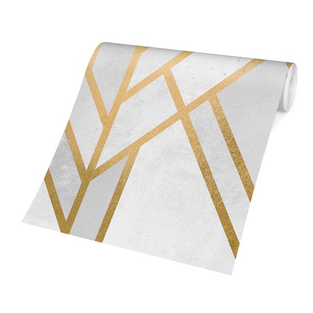 Papeles pintados modernos Art Deco Geometry White Gold