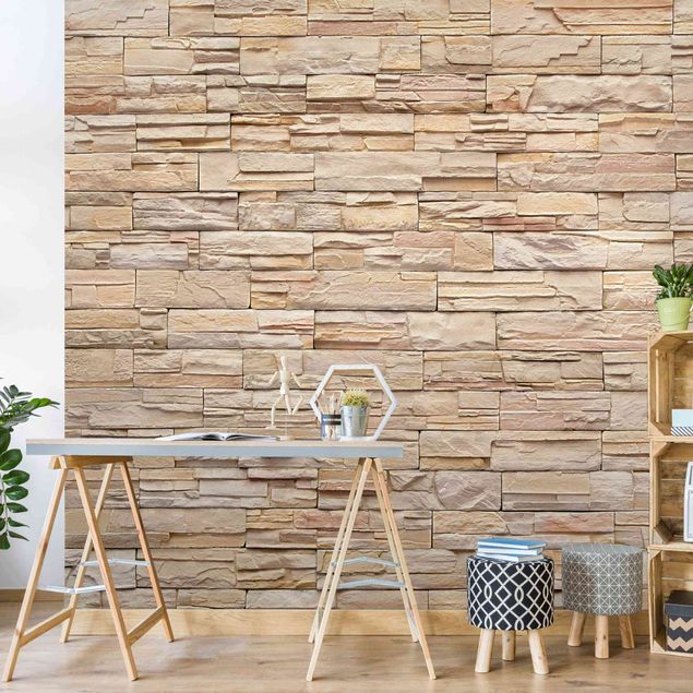 Papel pared 3d Asian Stonewall - High Bright Stonewall Made Of Cosy Stones