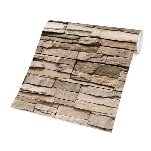 Papel pintado con patrones Asian Stonewall - Stone Wall From Large Light Coloured Stones