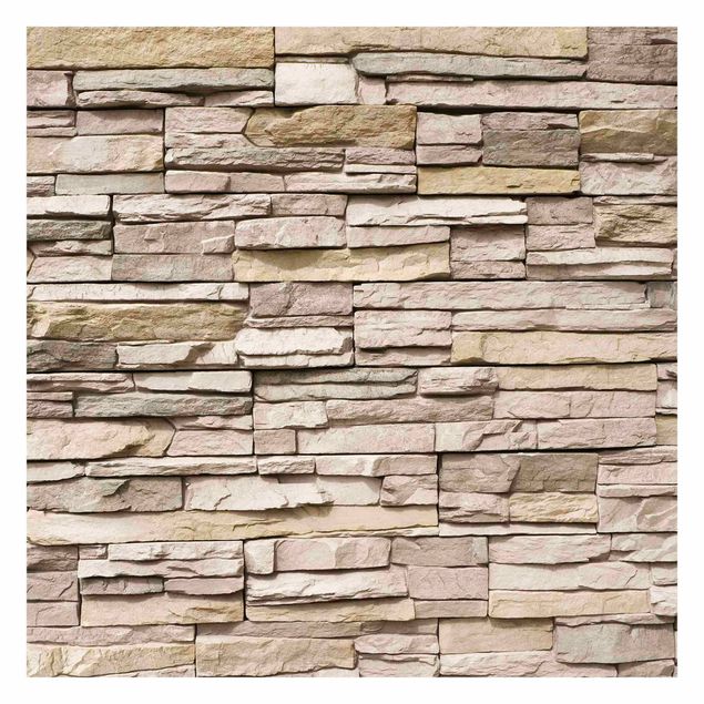 Papel pintado industrial Asian Stonewall - Stone Wall From Large Light Coloured Stones