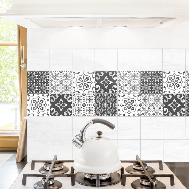 vinilos para cubrir azulejos baño Watercolour Pattern Gray White No.2