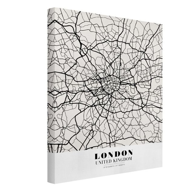 Lienzos en blanco y negro London City Map - Classic