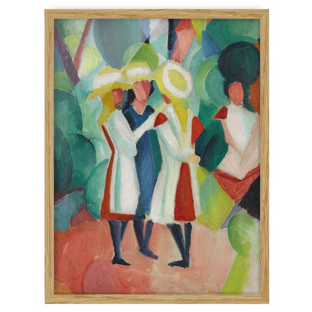 Láminas cuadros famosos August Macke - Three Girls in yellow Straw Hats