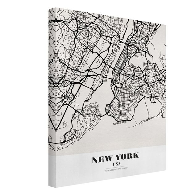 Lienzos en blanco y negro New York City Map - Classic