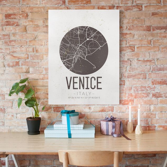 Lienzos de Italia Venice City Map - Retro