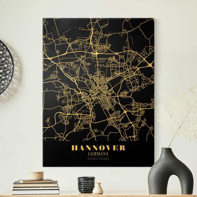 Cuadro de mapamundi Hannover City Map - Classic Black