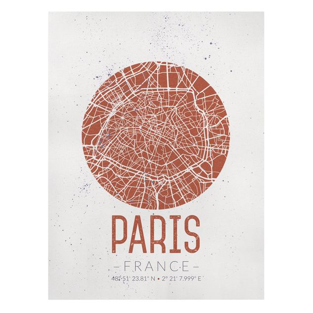 Lienzo mapamundi City Map Paris - Retro