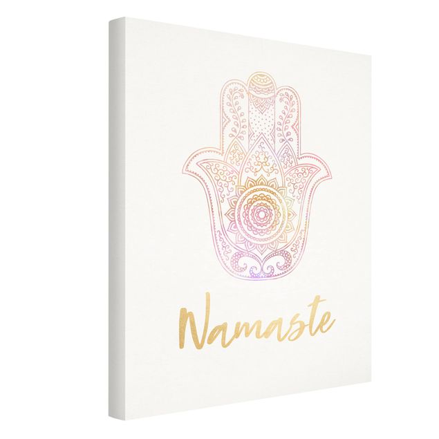Lienzos frases Hamsa Hand Illustration Namaste Gold Light Pink