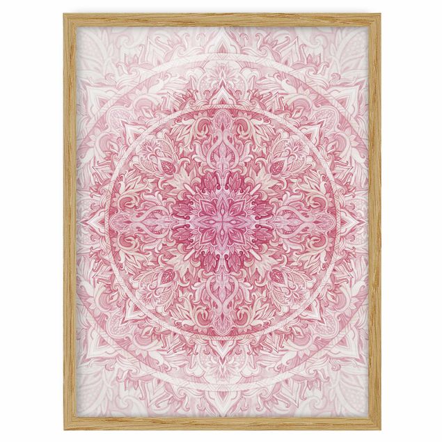 Cuadros zen para baños Mandala WaterColours Sun Ornament Light Pink