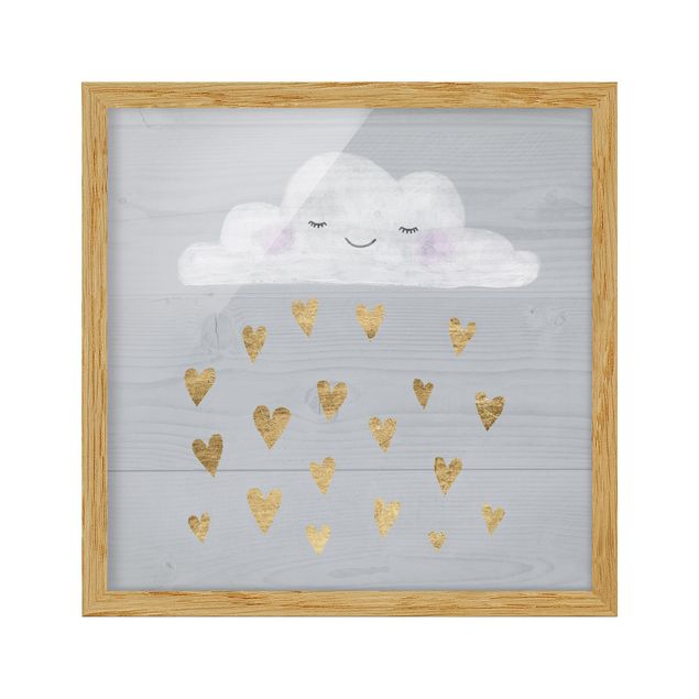 Cuadros para salones grises Cloud With Golden Hearts