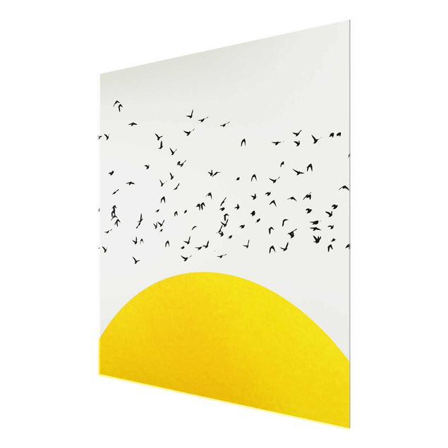 Cuadros famosos Flock Of Birds In Front Of Yellow Sun