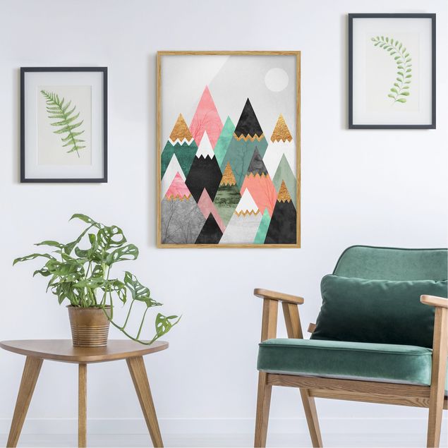 Decoración infantil pared Triangular Mountains With Gold Tips