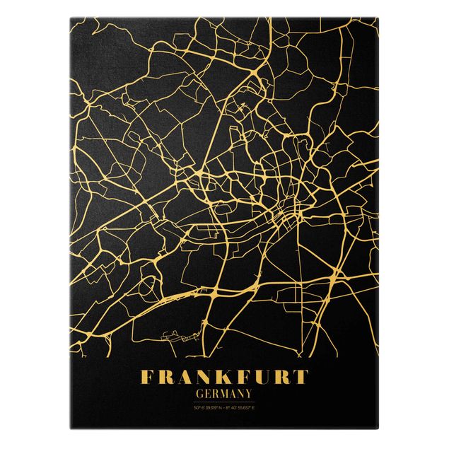 Cuadros modernos Frankfurt City City Map - Classic Black