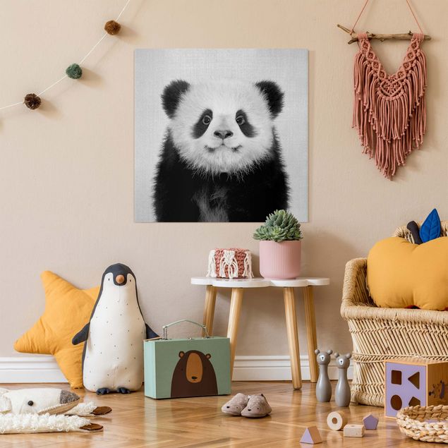 Lienzos en blanco y negro Baby Panda Prian Black And White