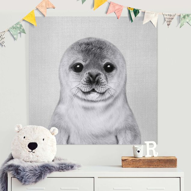 Decoración infantil pared Baby Seal Ronny Black And White