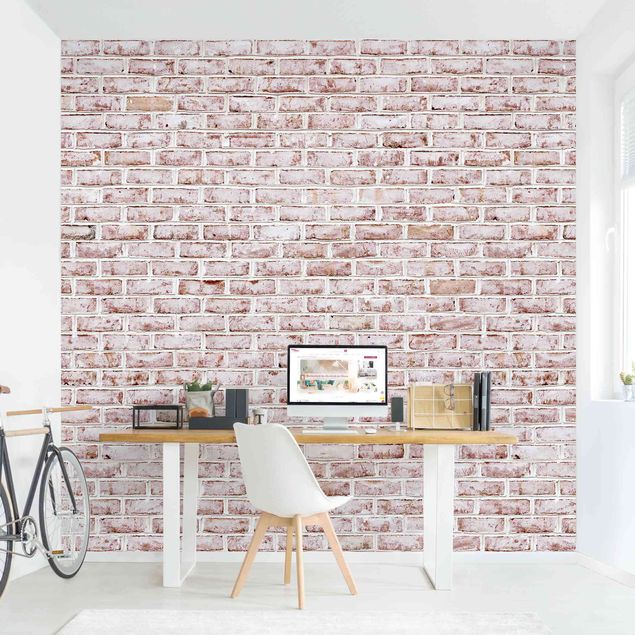 Papel imitacion ladrillo Brick Wall Shabby Painted White