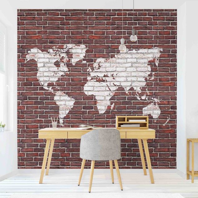 Decoración en la cocina Brick World Map
