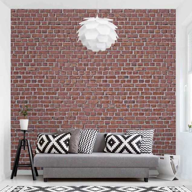 Papel 3d para pared Brick Tile Wallpaper Red