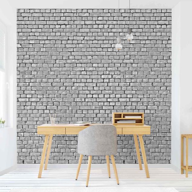 Papel imitacion ladrillo Brick Tile Wallpaper Black And White