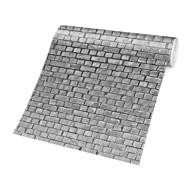 Papeles pintados industriales Brick Tile Wallpaper Black And White
