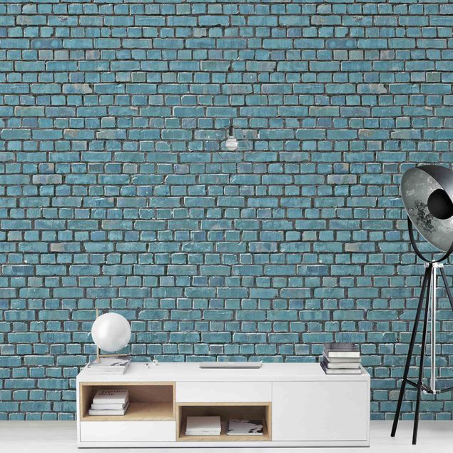 Papel pintado 3d Brick Tile Wallpaper Turquoise Blue