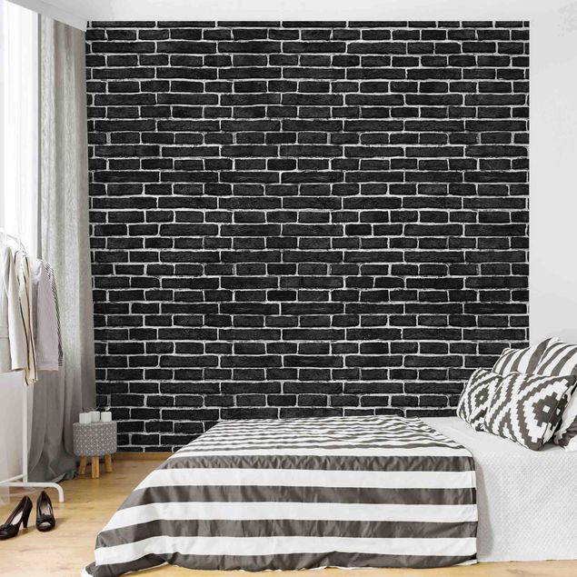 Papel 3d para pared Brick Wall Black