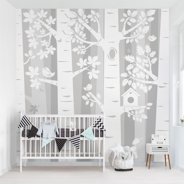 Decoración infantil pared Trees In The Forest Grey