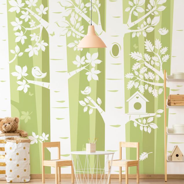Decoración infantil pared Trees In The Forest Green