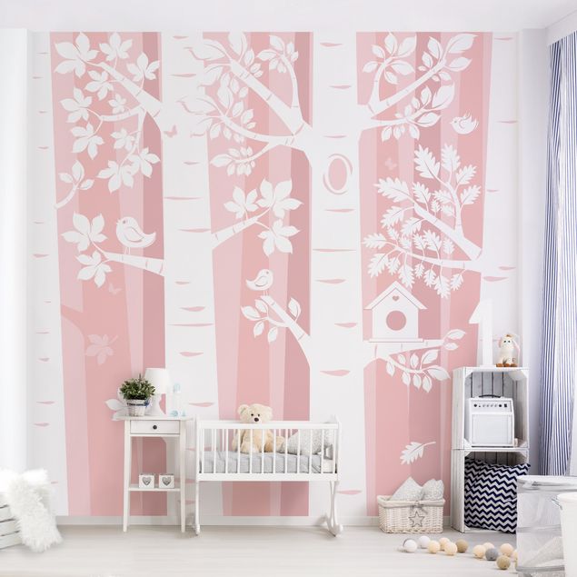 Decoración infantil pared Trees In The Forest Pink