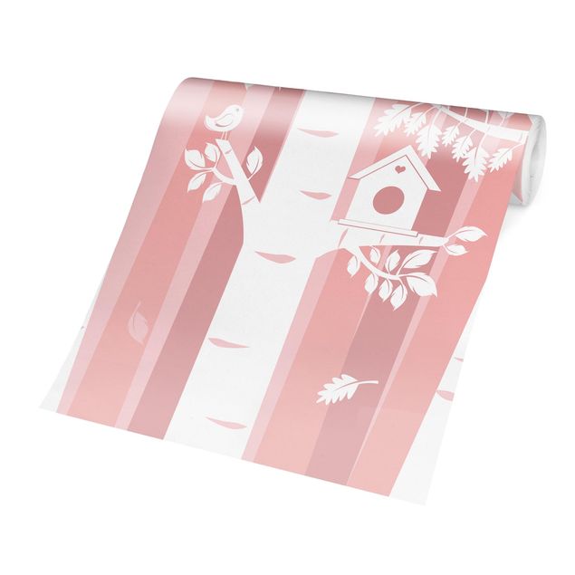 Papel pared rosa Trees In The Forest Pink