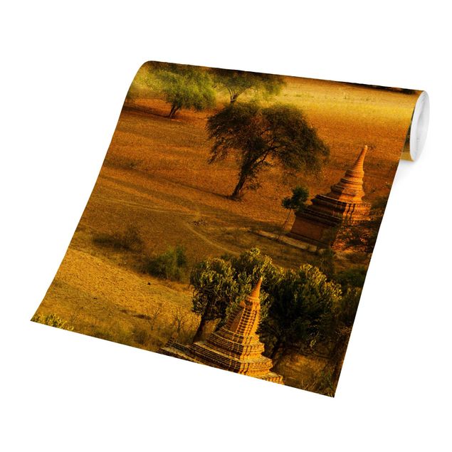 Papel pintado amarillo Bagan In Myanmar
