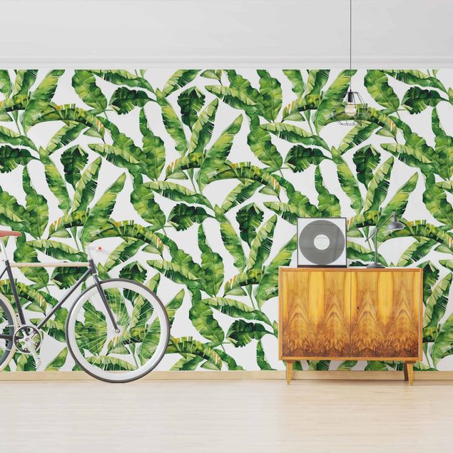 Papel pintado con patrones Banana Leaf Watercolour Pattern